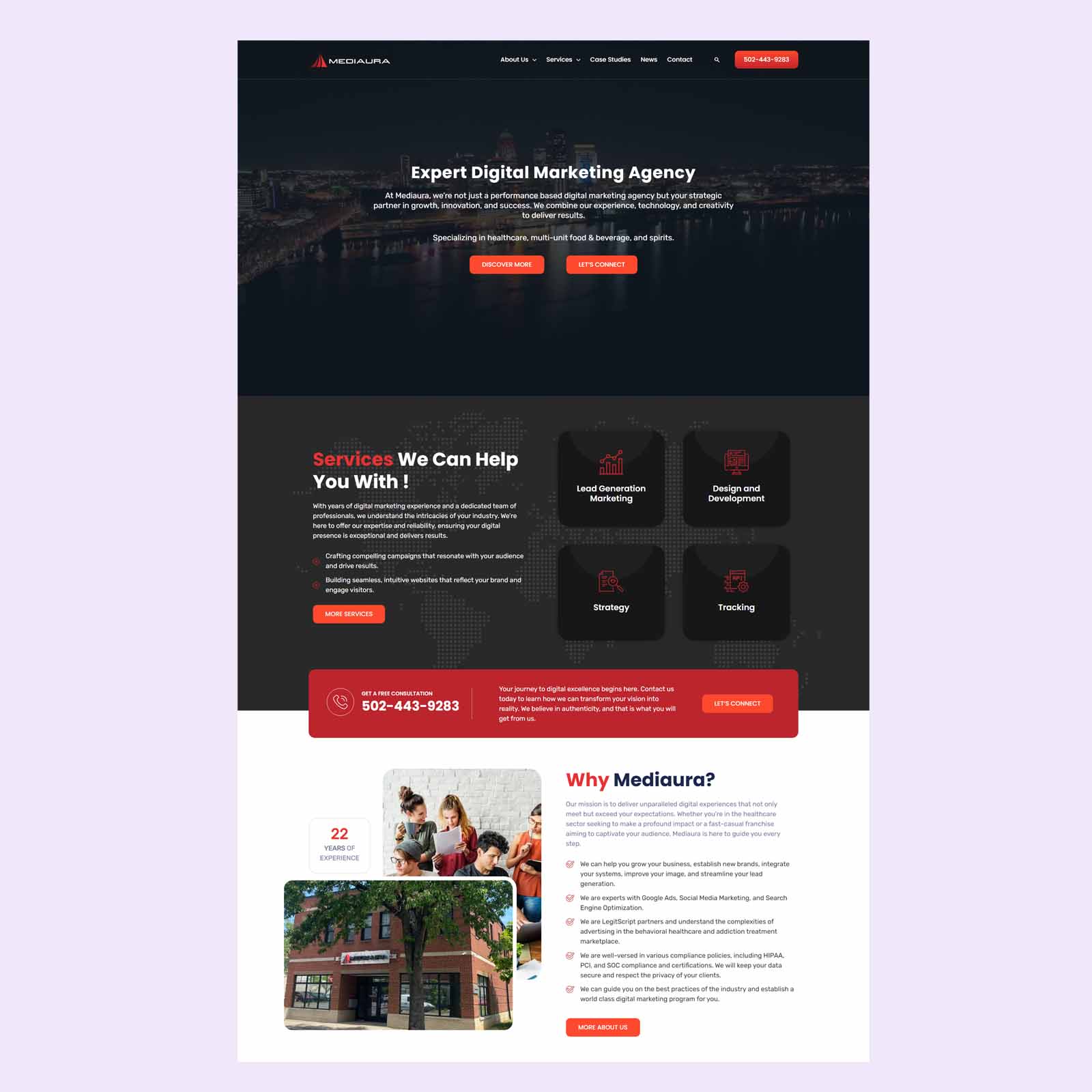 Digital Marketing agency website design for Mediaura