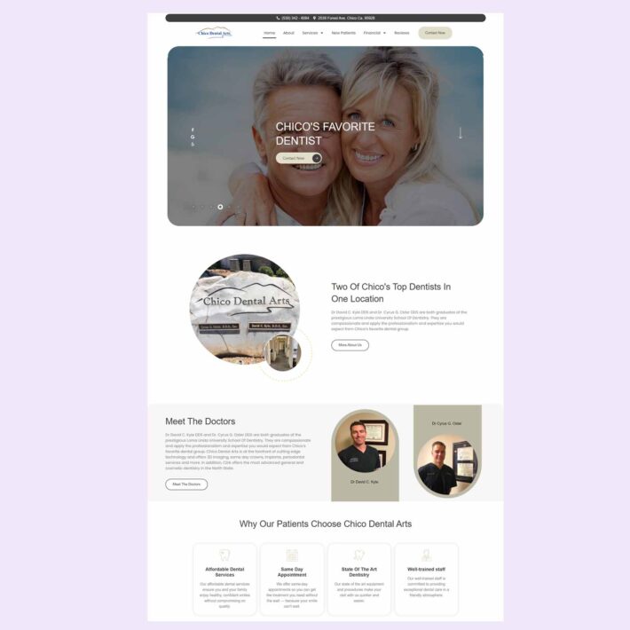 Dental services website design portfolio