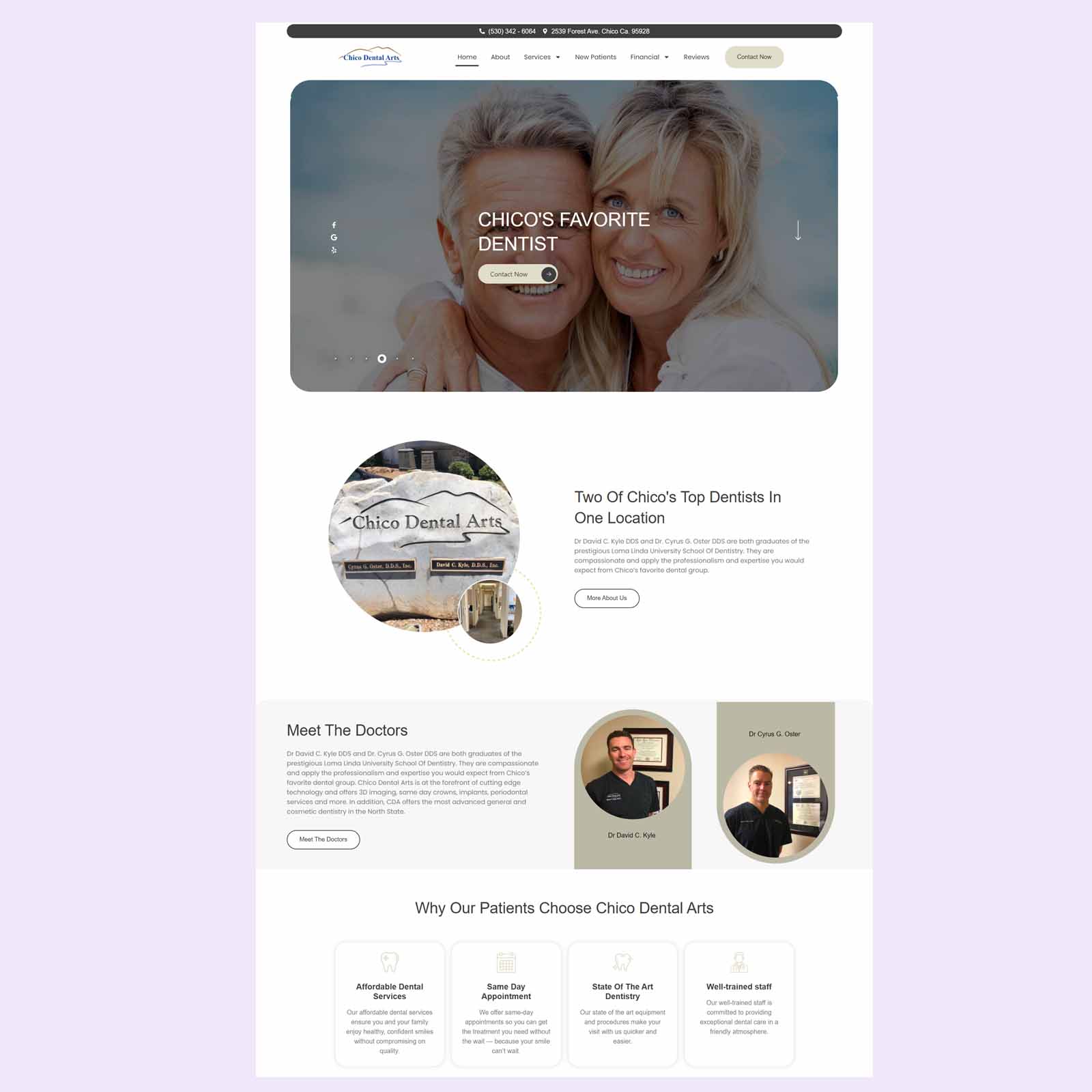 Dental services website design portfolio