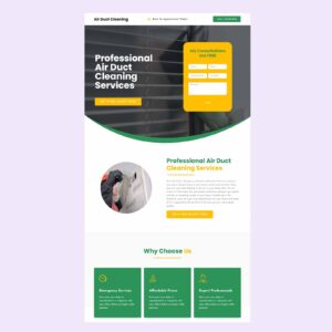 Air Duct Cleaning Landing page design