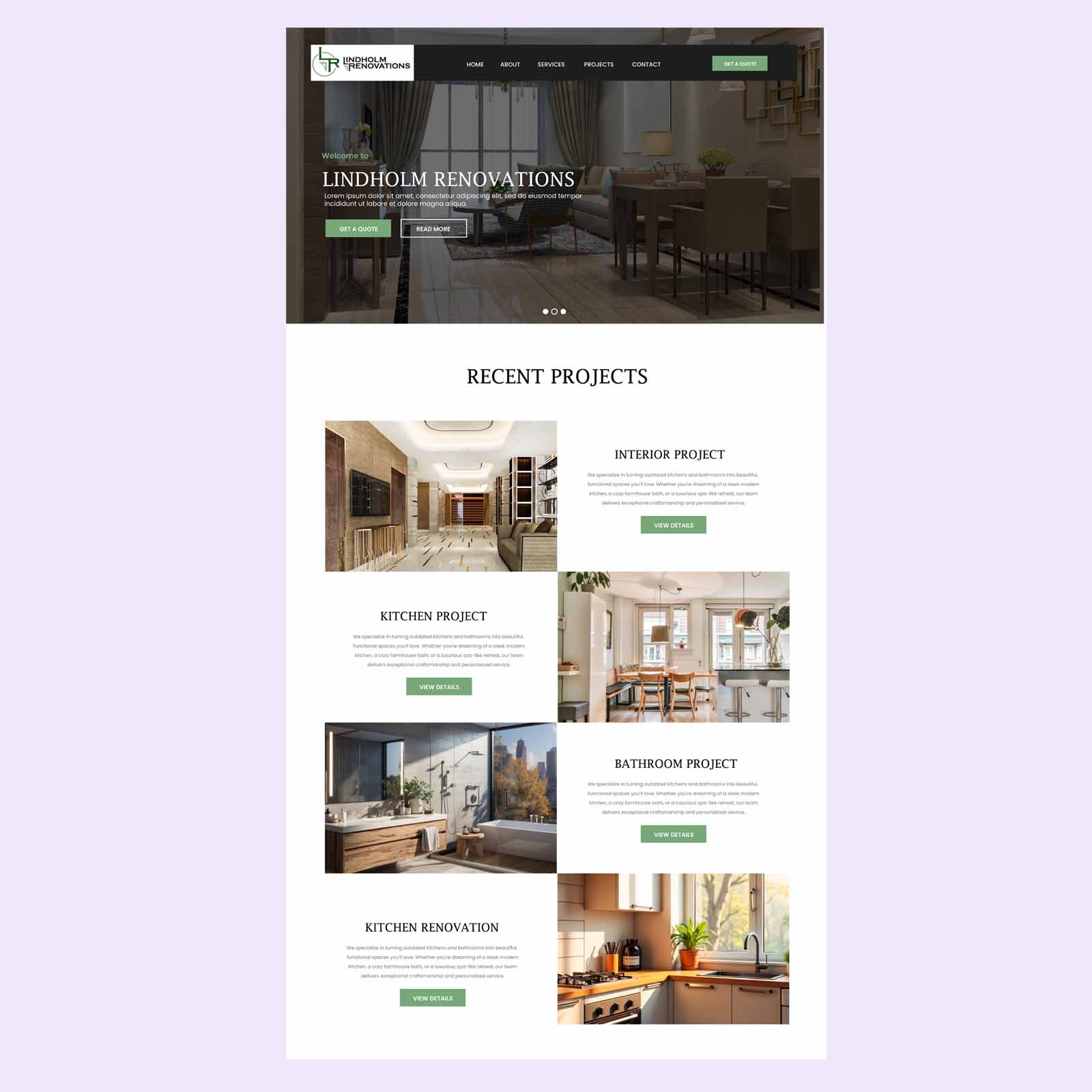 Home Renovation Services Website Design