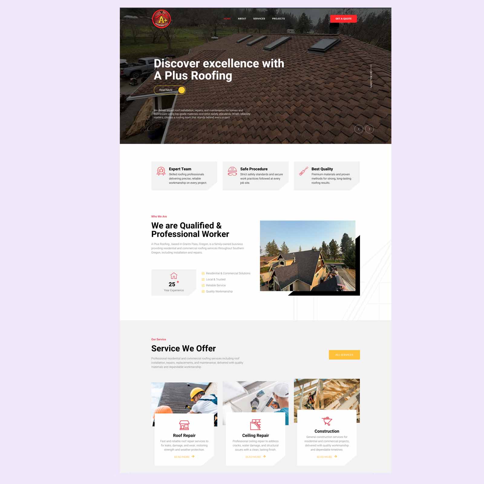 Aplus roofing website design