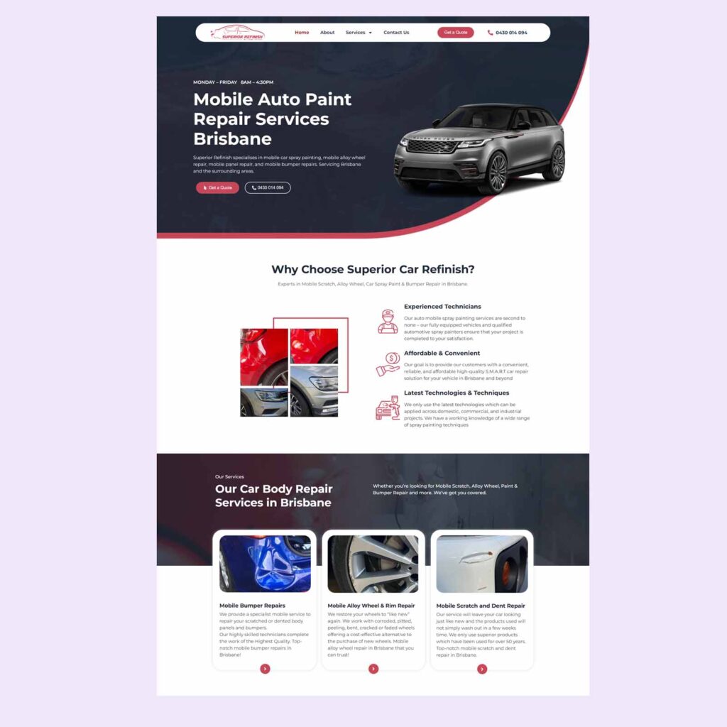 Auto Repair and Paint Services Website Design