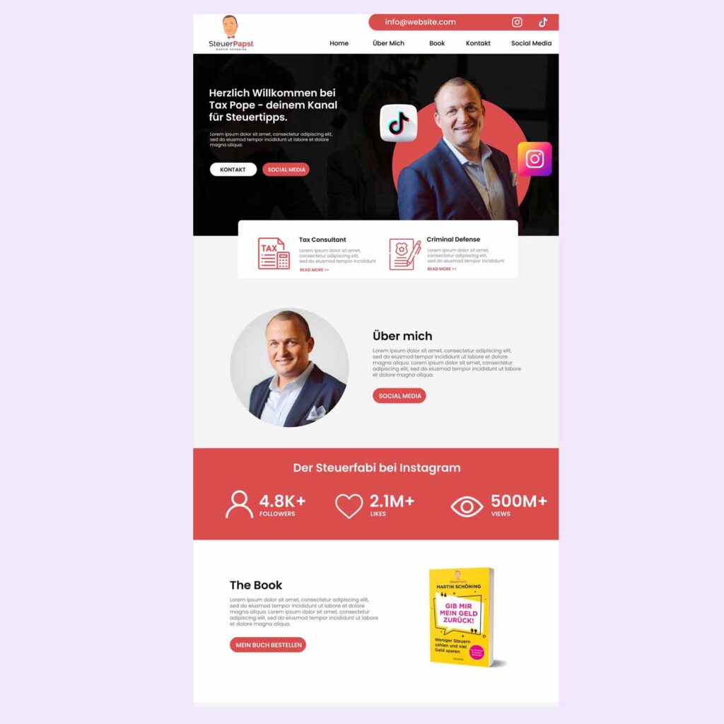 Book Author Website Design for a German Author
