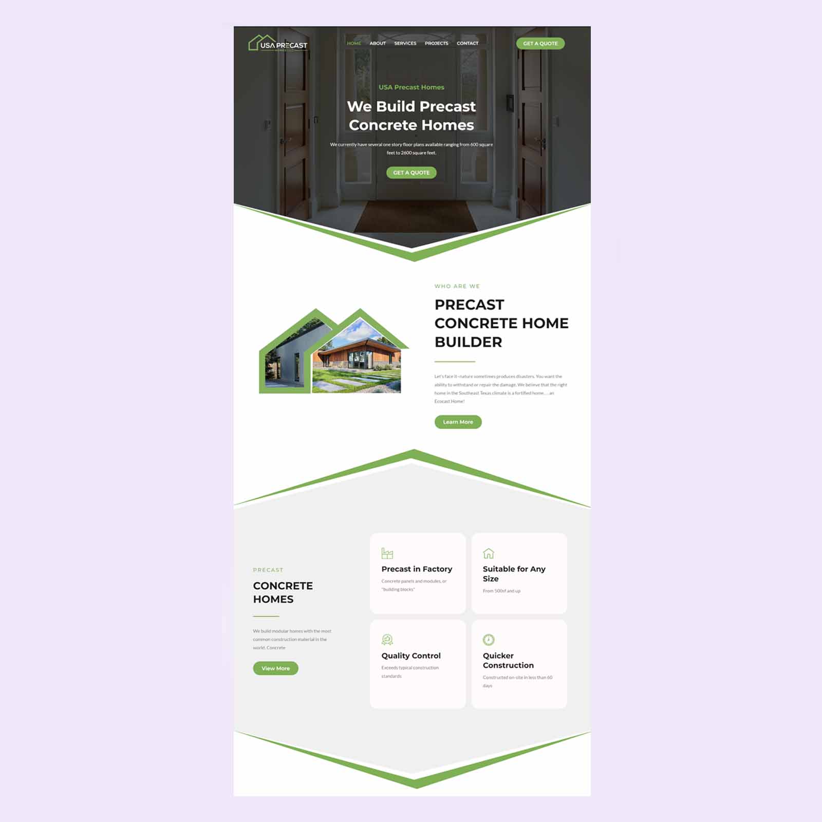 Concrete Home Builder Website Design
