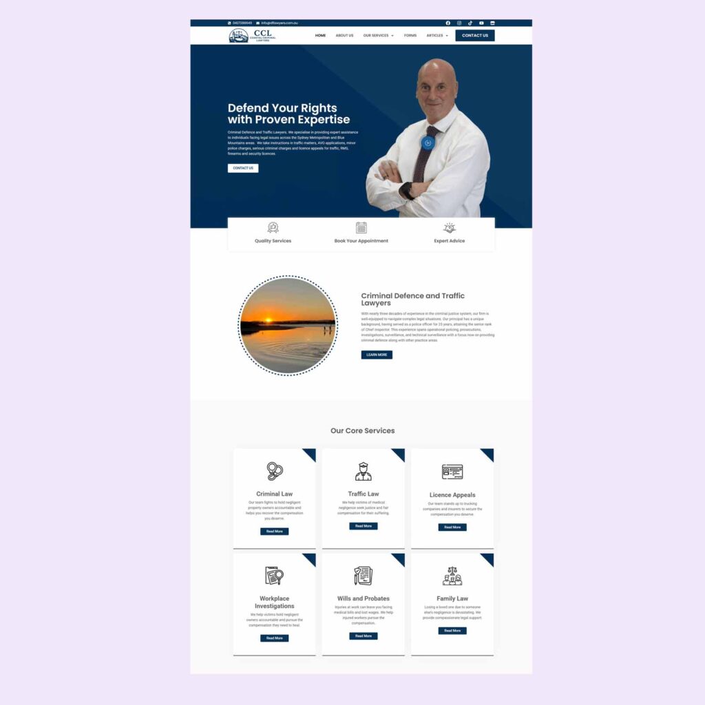 Criminal Defence Lawyer Website Design Australia