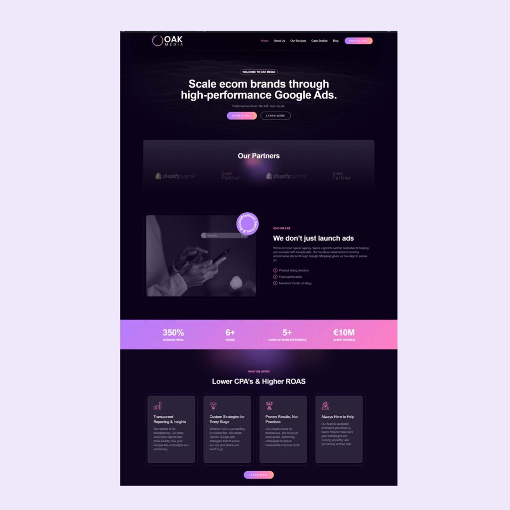 Digital Marketing Services Website Design for Oak Media