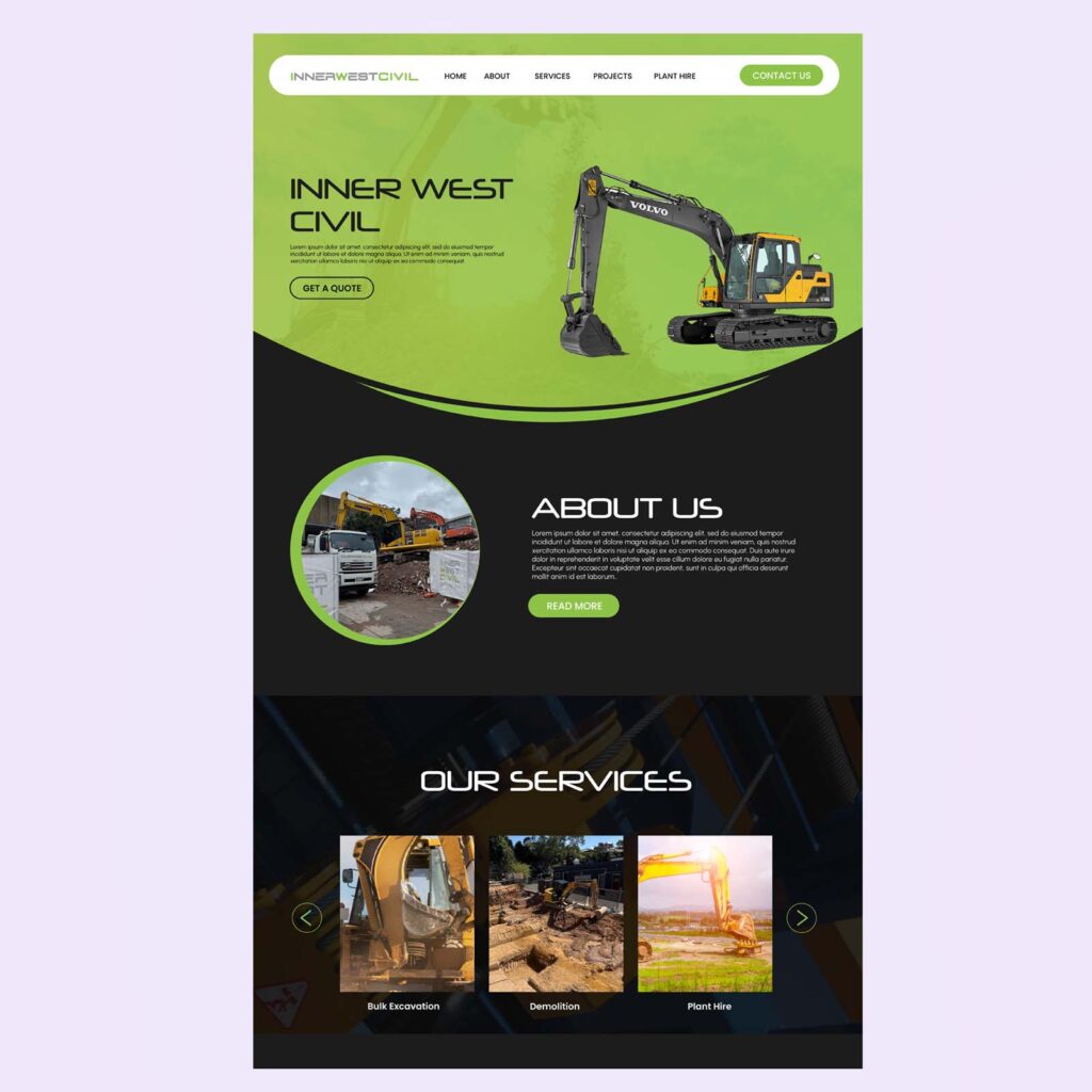 Excavator Services Website Design