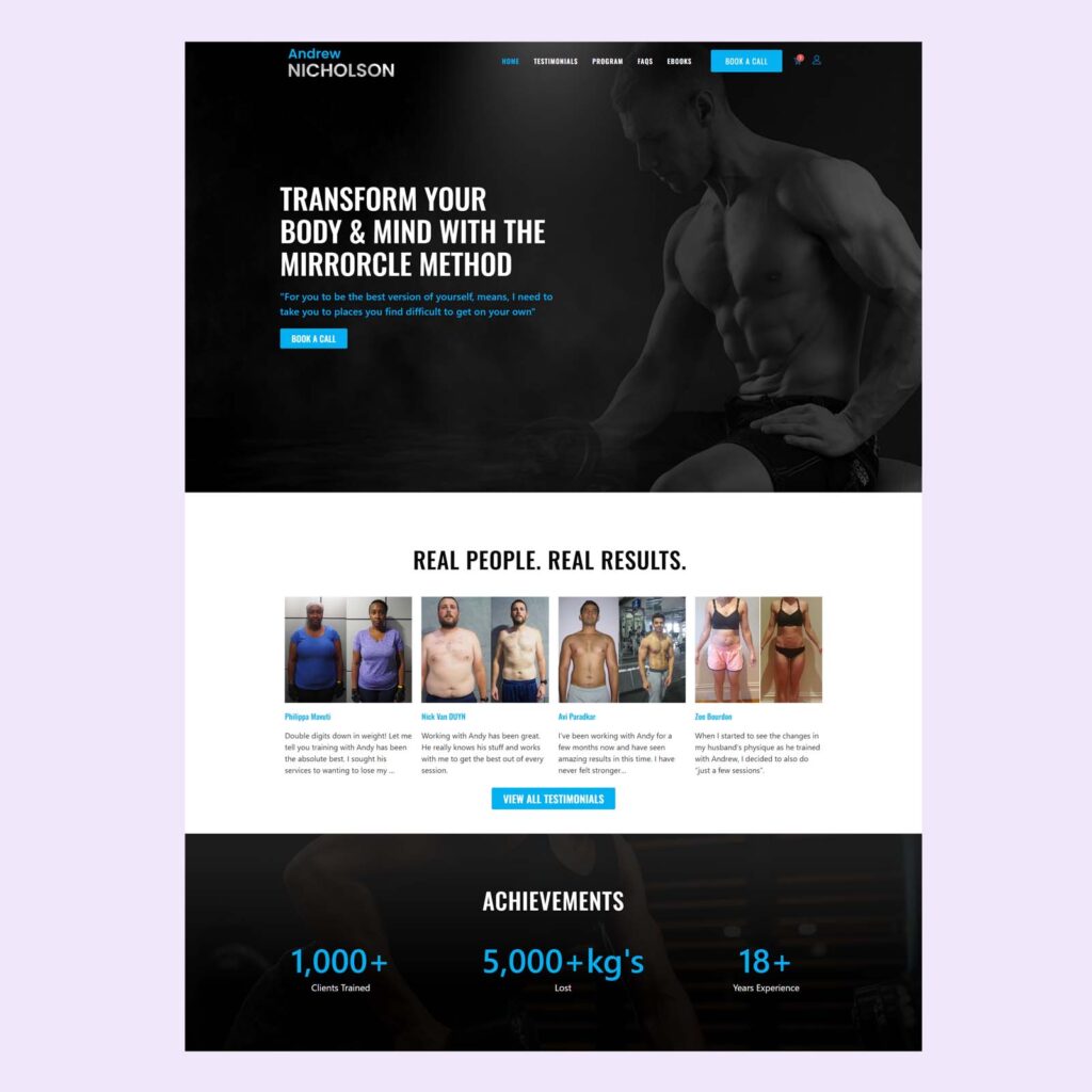 Fitness Coach Website Design for Andrew Nicholson