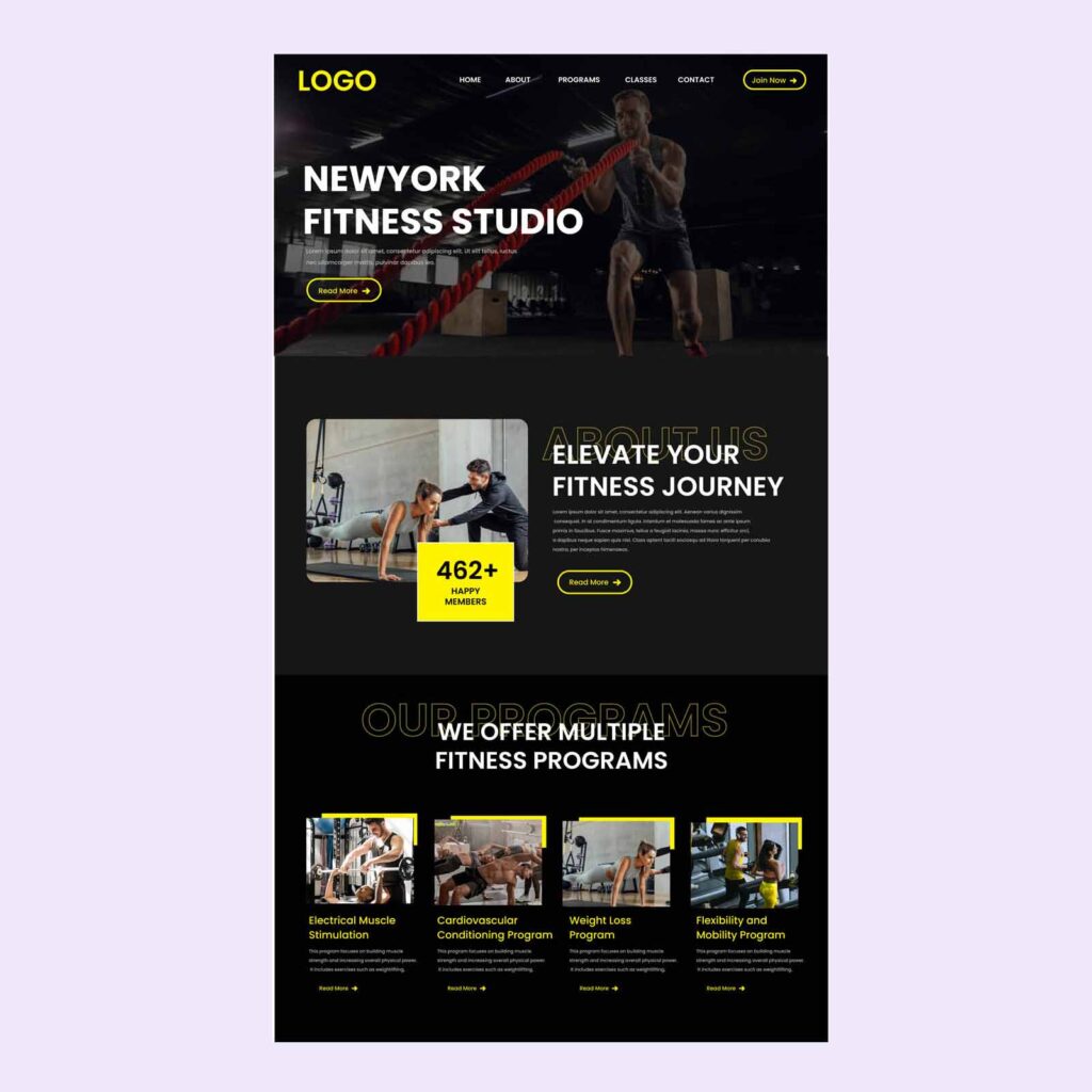 Gym Fitness Website Design for a New York Fitness Studio