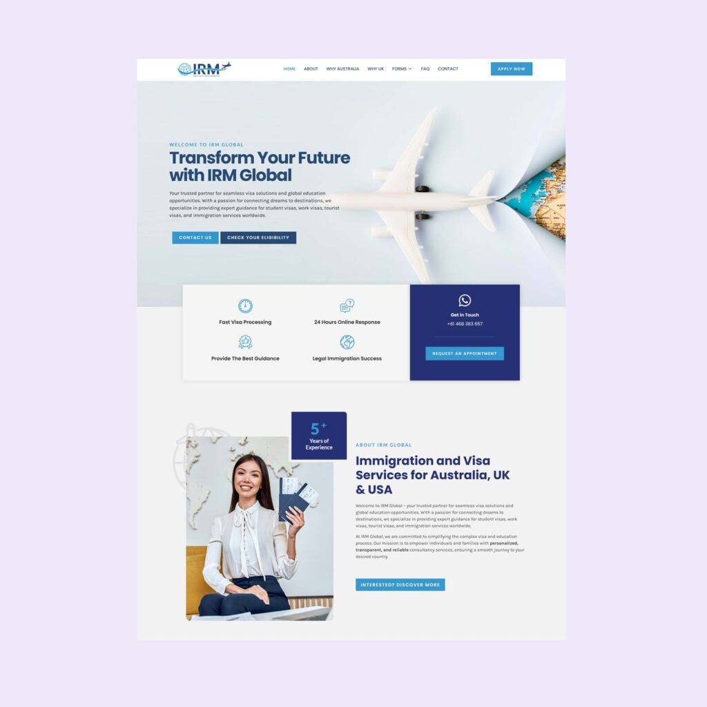 Visa Consulting Website Design for IRM Global