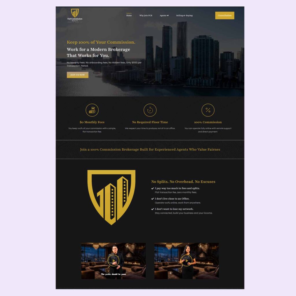 Real Estate Broker Website Design for Full Commission Realty