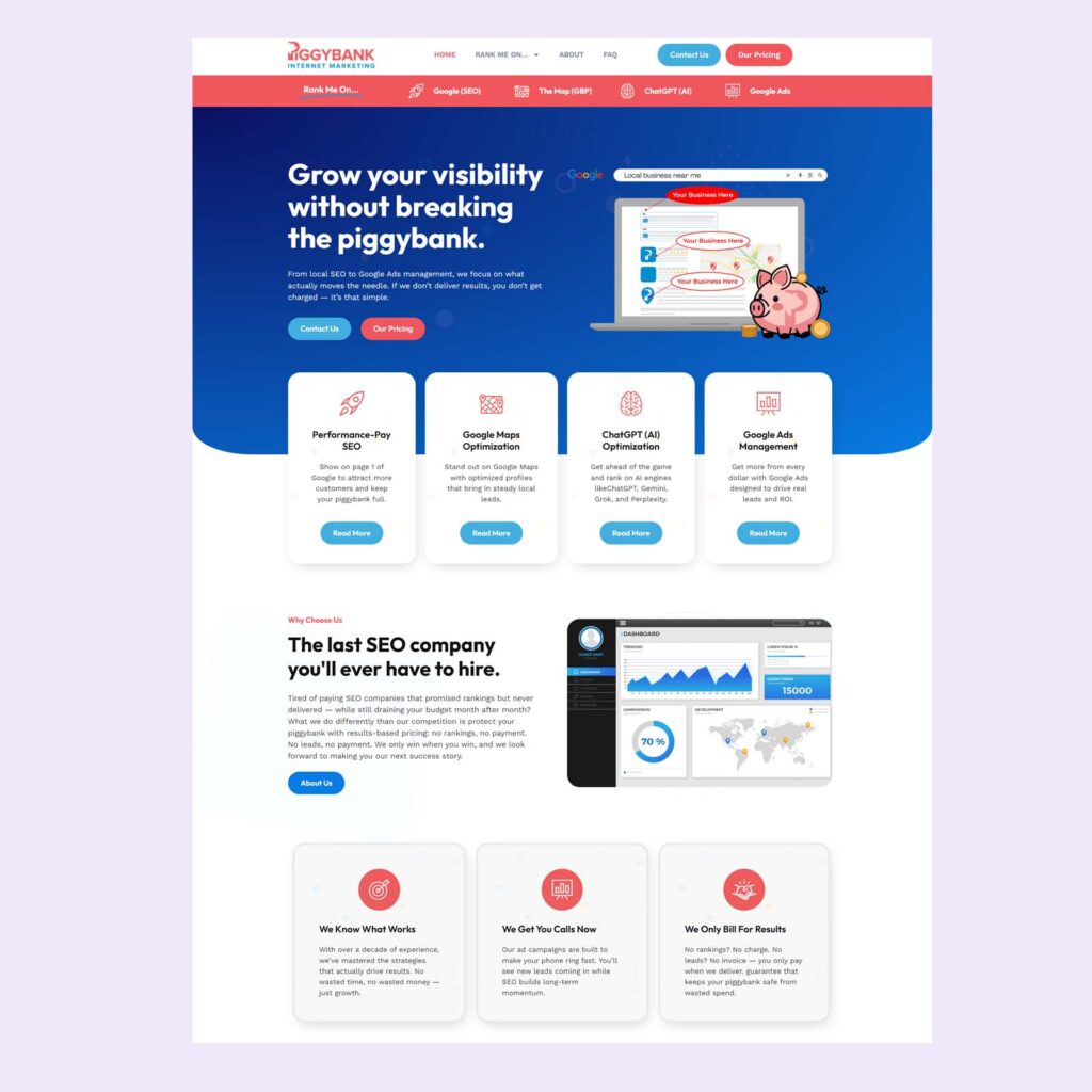 SEO Services Website Design for Piggybank