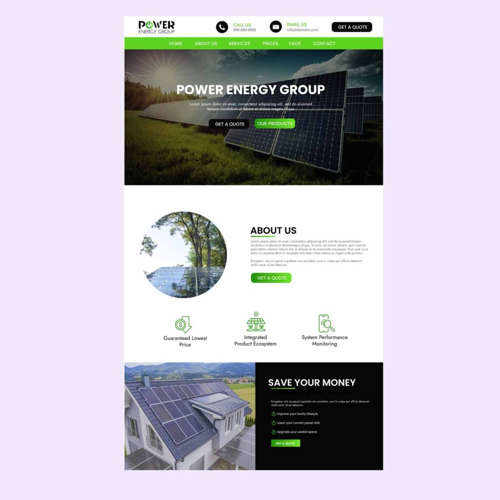Solar Installation Website Design for POWER